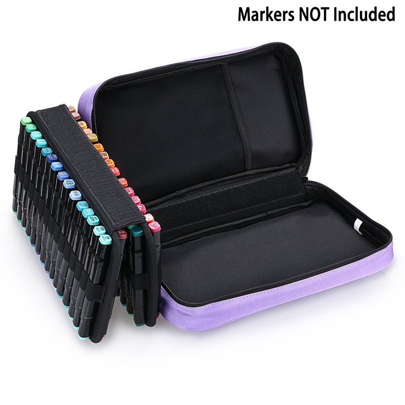 BTSKY Art Marker Carrying Case Lipstick Organizer-60 Slots Canvas Zippered Storage for Touch Spectrum Noir Paint Sharpie Markers, Empty Wallet Only (Purple) - Image 4